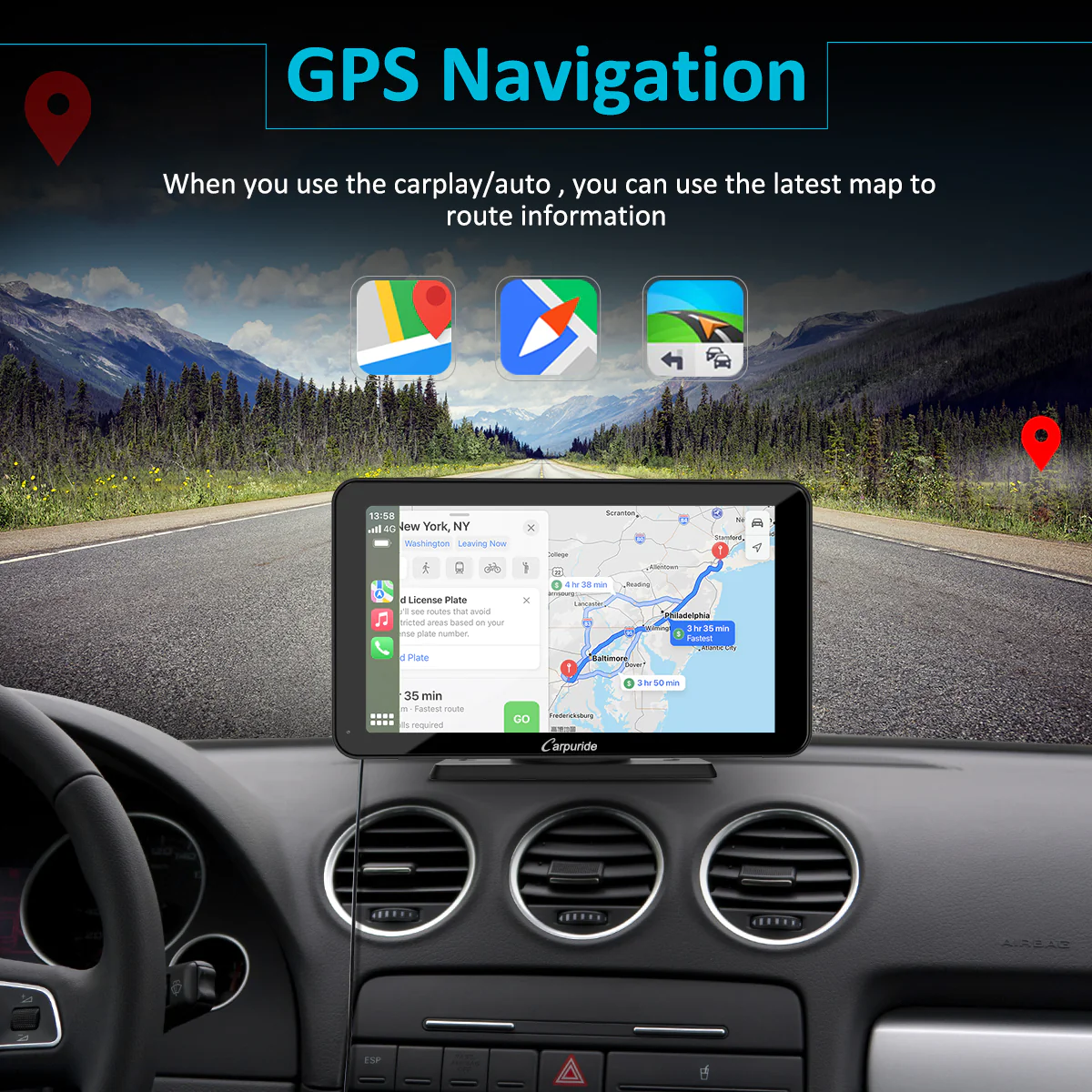 Car Stereo with Carplay/Android Auto, Plug and Play Quick Install, Suitable for All Cars, 7 Inch IPS Touch Screen, Multimedia Player with Bluetooth, Mirror Link, Google and Siri Assistant - Image 3