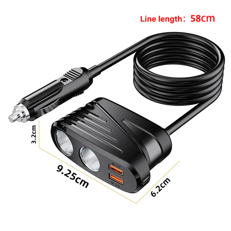 CARPURIDE Car charger mobile phone charger cigarette lighter dispenser with 2USB ports dual QC3.0 fast charging 20W USB-C Type-C charging - Image 4