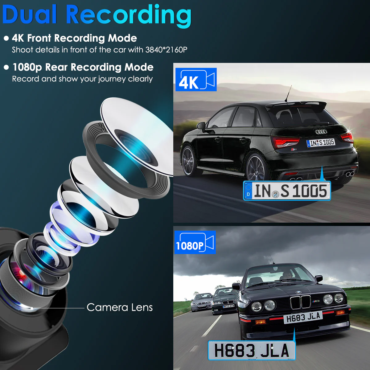 CARPURIDE T8, 2.45 Inch IPS, 4K UHD 2160P Dash Camera - Image 3