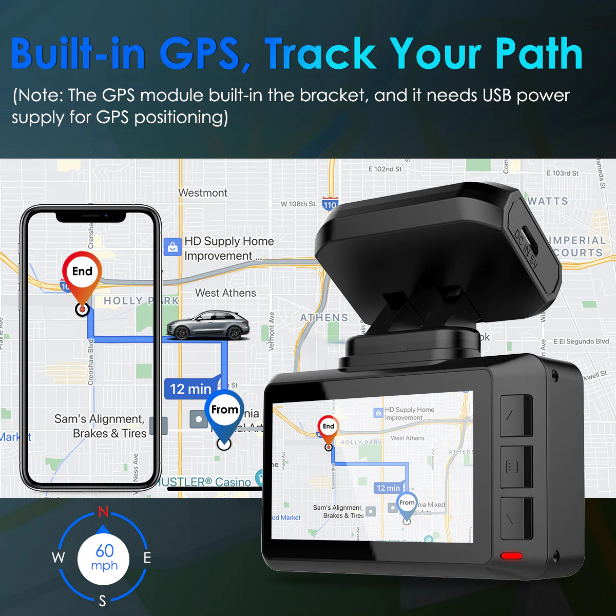 CARPURIDE T8, 2.45 Inch IPS, 4K UHD 2160P Dash Camera - Image 4