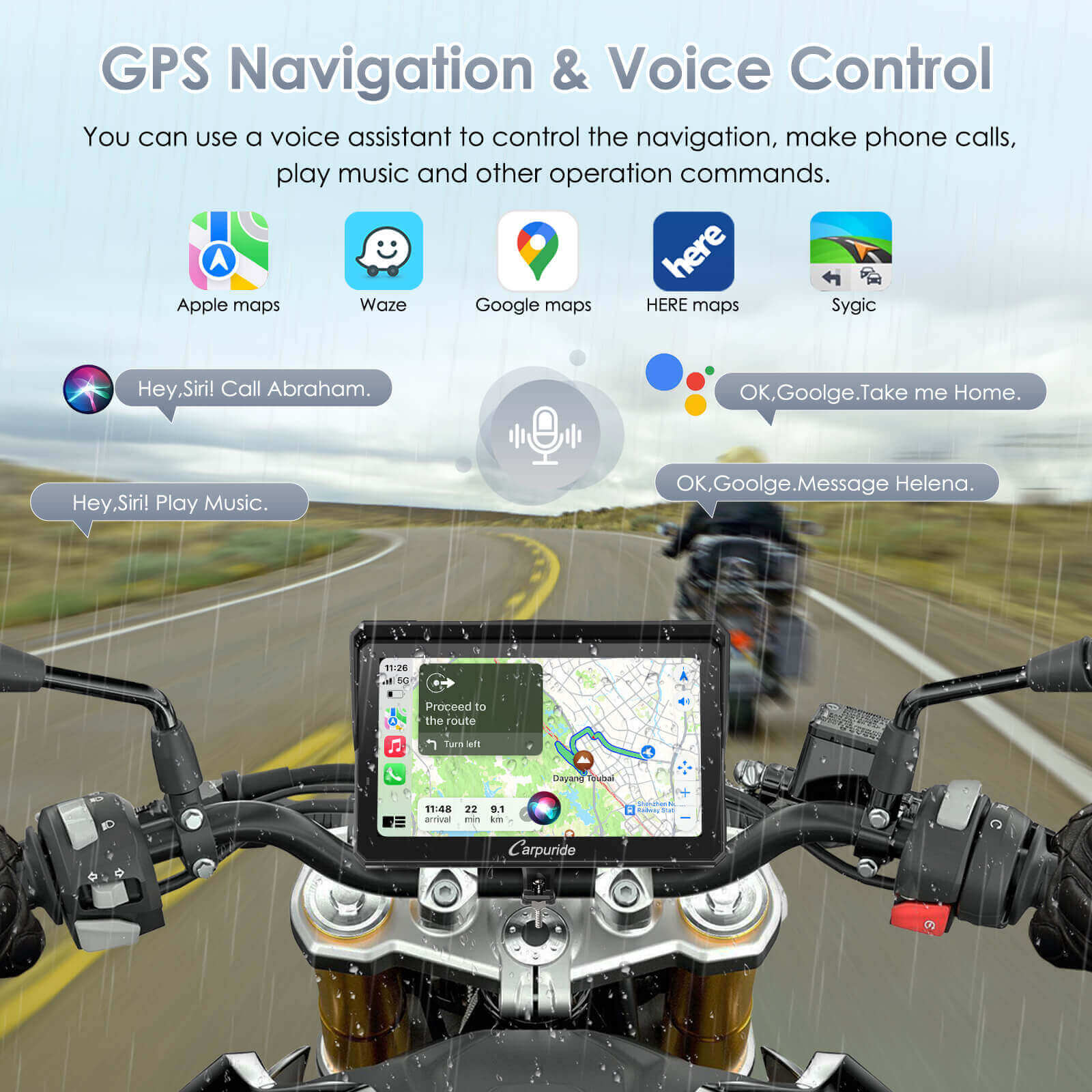 Carpuride 702RS Pro with Optional TPMS - Motorcycle CarPlay with Radar BSD & Plug-and-Play Bracket - Image 6