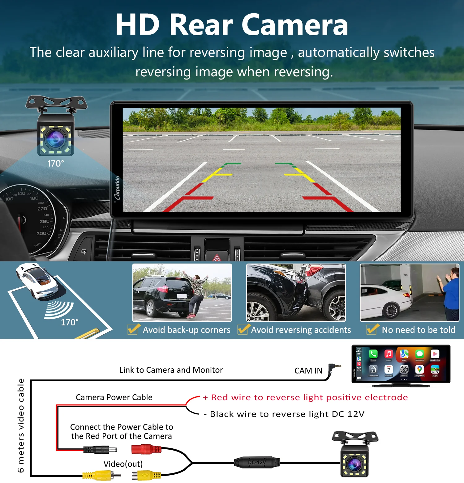 CARPURIDE C92 Portable Smart Multimedia Dashboard Console With Backup Camera - Image 12