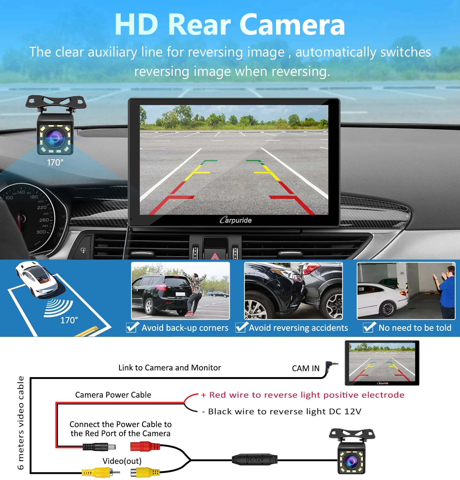 CARPURIDE C98 Portable Smart Multimedia Dashboard Console With Backup Camera - Image 10