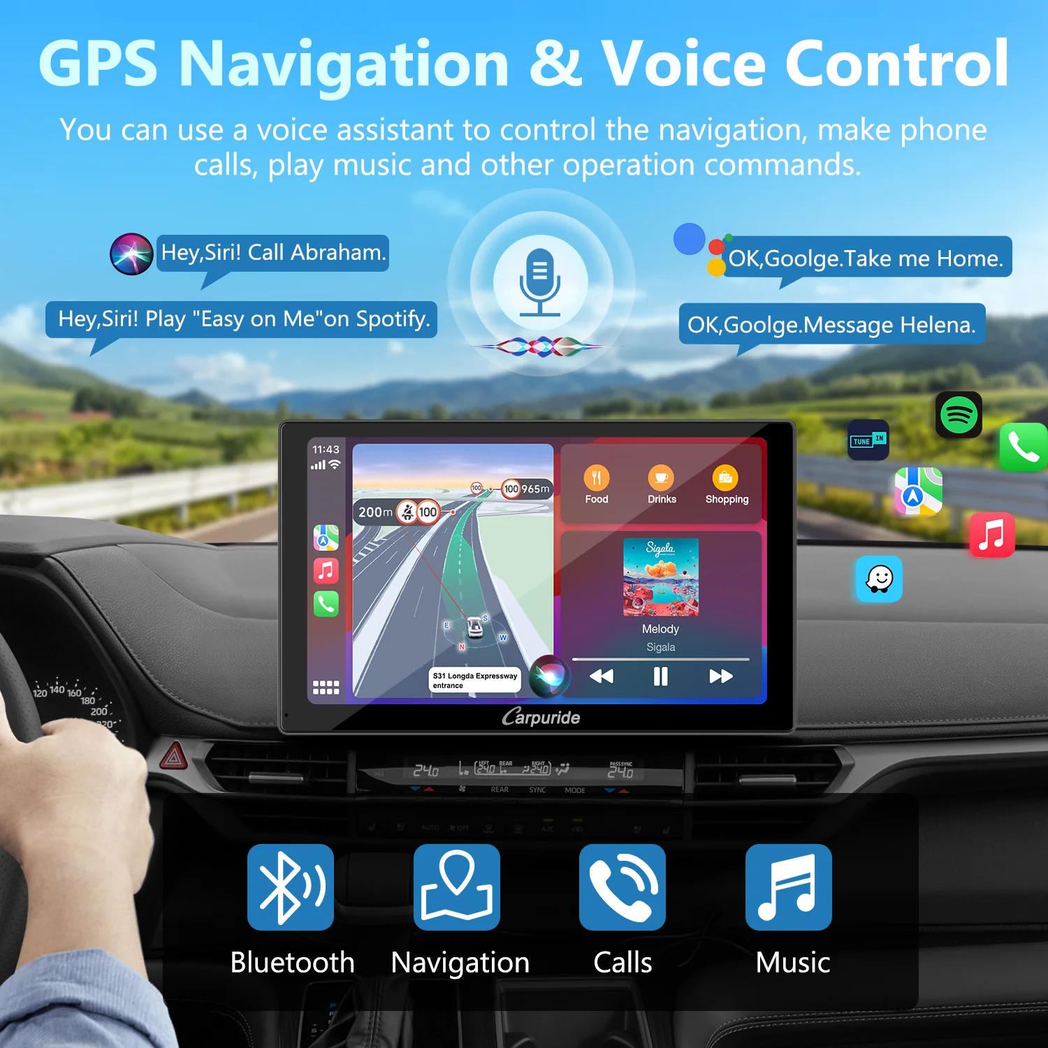CARPURIDE C98 Portable Smart Multimedia Dashboard Console - Image 3