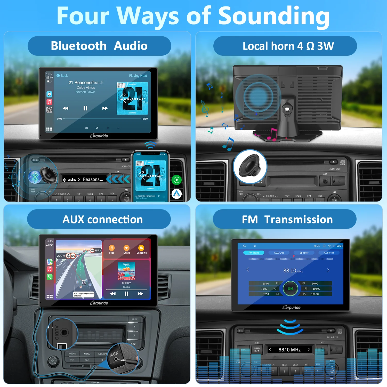 CARPURIDE C98 Portable Smart Multimedia Dashboard Console - Image 4