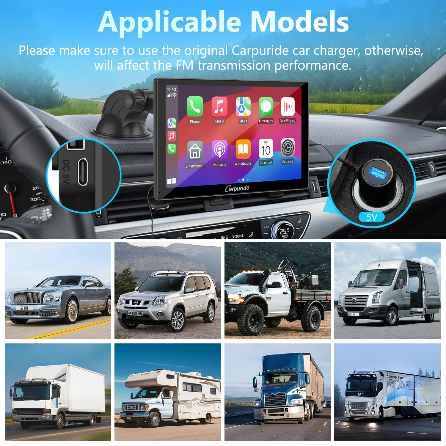 CARPURIDE C98 Portable Smart Multimedia Dashboard Console - Image 9