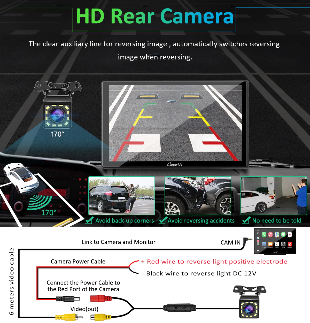 CARPURIDE Car Stereo with Wireless Apple CarPlay&Android Auto, Dual 4Ω3W speakers, 9" IPS Touchscreen Car Radio Receiver with Mirror Link/Bluetooth/Google/Siri/WiFi/GPS Navigation/Light-sensing/EQ effect,Backup Camera - Image 9