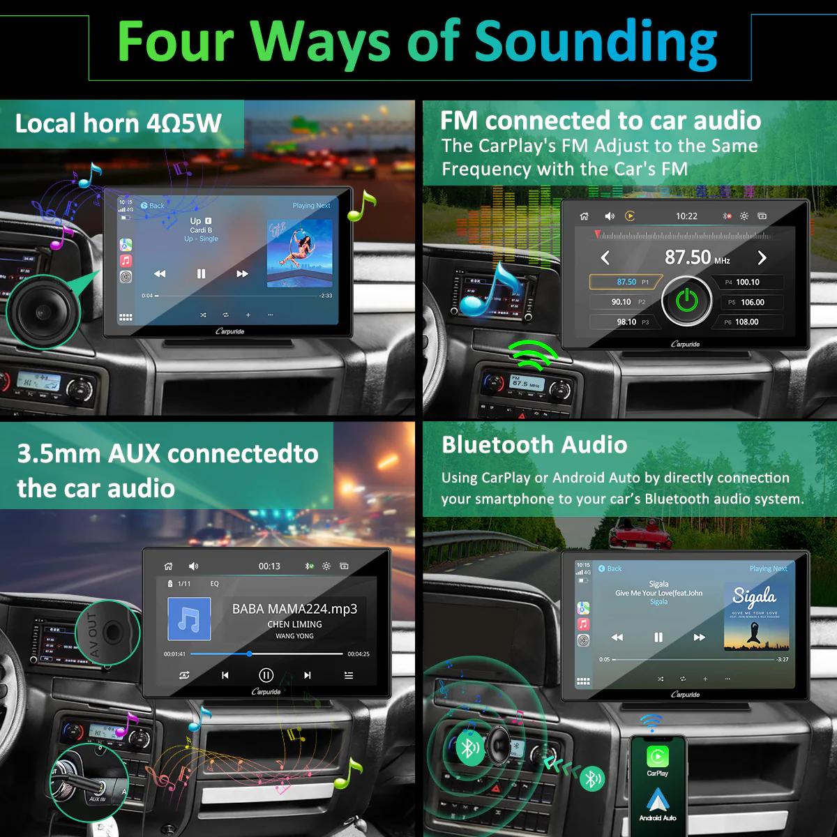 CARPURIDE Car Stereo with Wireless Apple CarPlay&Android Auto, 9" IPS Touch Screen, Multimedia Player & Bluetooth 5.0 Audio Hands Free Calling, GPS/Siri/Google/Mirror Link/Light-sensing/EQ effect with Backup Camera - Image 6