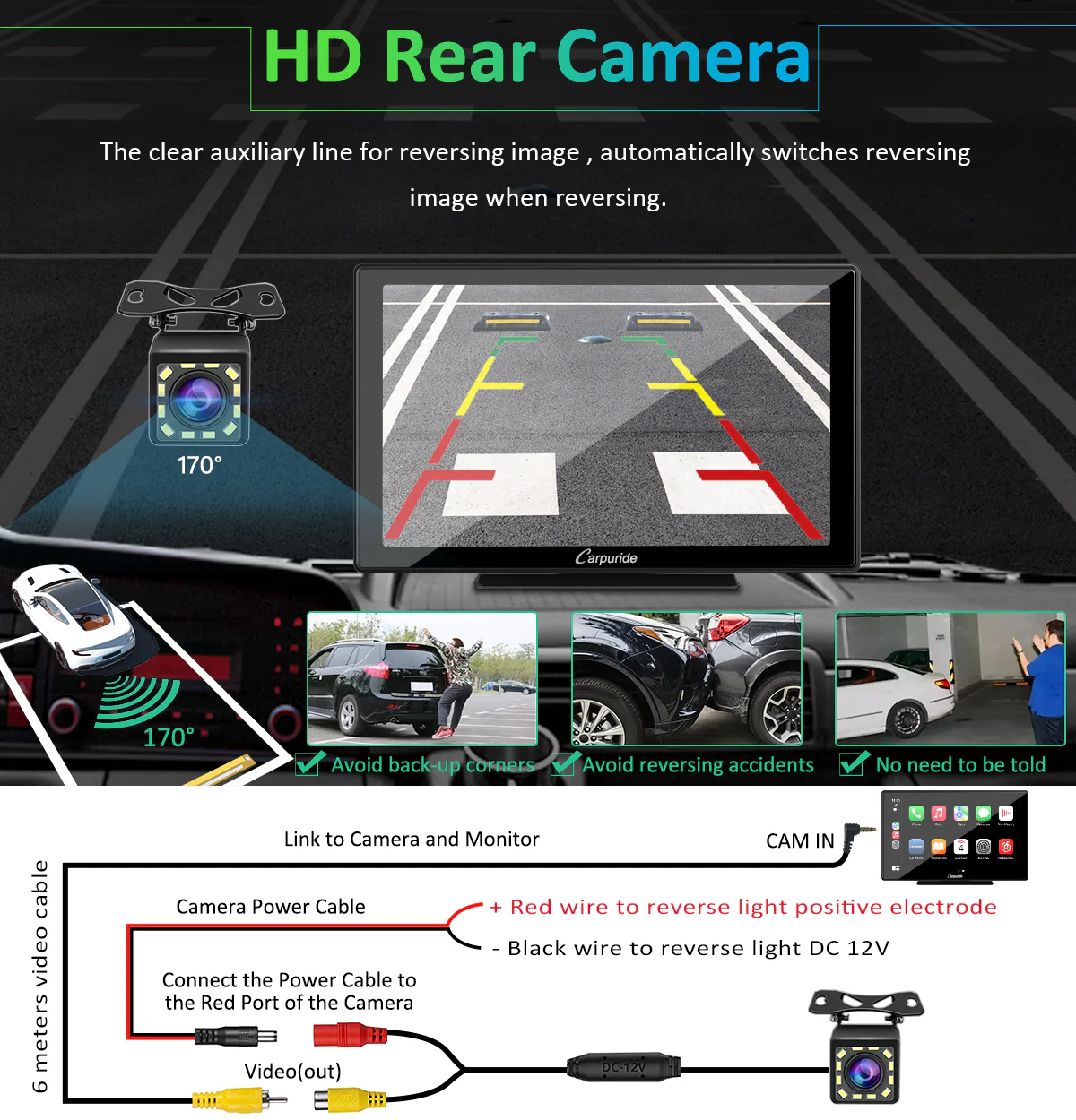 CARPURIDE Car Stereo with Wireless Apple CarPlay&Android Auto, 9" IPS Touch Screen, Multimedia Player & Bluetooth 5.0 Audio Hands Free Calling, GPS/Siri/Google/Mirror Link/Light-sensing/EQ effect with Backup Camera - Image 8