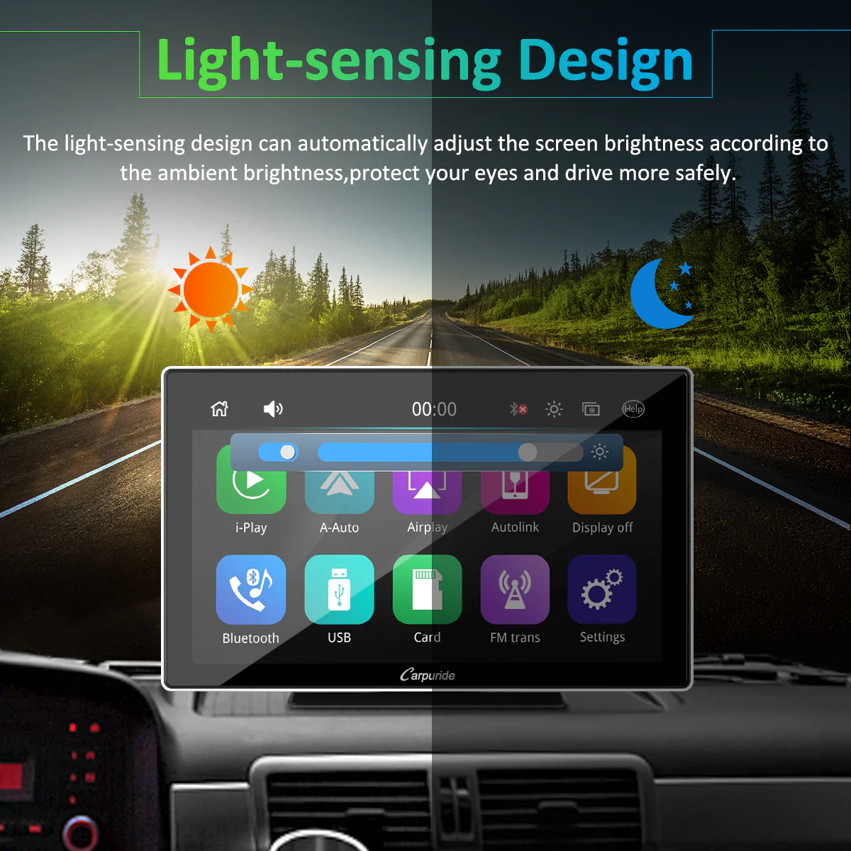 CARPURIDE Car Stereo with Wireless Apple CarPlay&Android Auto, 9" IPS Touch Screen, Multimedia Player & Bluetooth 5.0 Audio Hands Free Calling, GPS/Siri/Google/Mirror Link/Light-sensing/EQ effect with Backup Camera，Silver Frame - Image 5