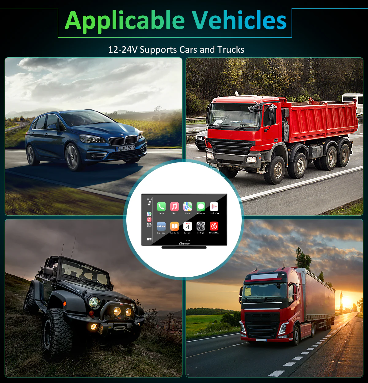 CARPURIDE Car Stereo with Wireless Apple CarPlay&Android Auto, 9" IPS Touch Screen, Multimedia Player & Bluetooth 5.0 Audio Hands Free Calling, GPS/Siri/Google/Mirror Link/Light-sensing/EQ effect with Backup Camera，Silver Frame - Image 6