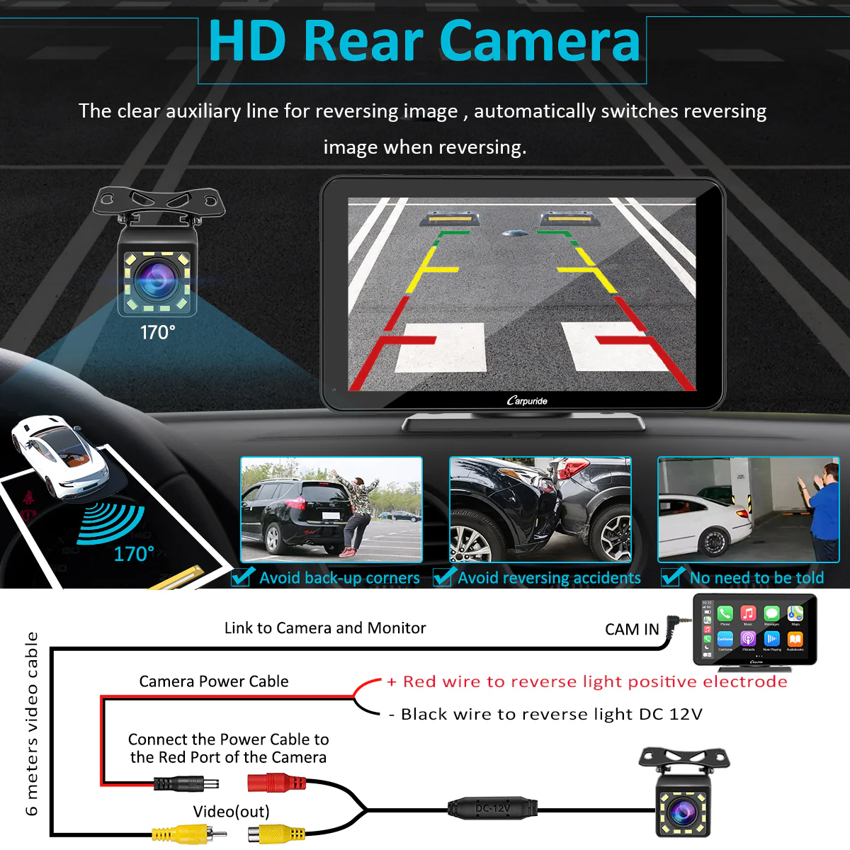 CARPURIDE Car Stereo with Wireless Apple CarPlay&Android Auto,Plug and Play Quick Install, Suitable for All Cars, 7 Inch IPS Touch Screen, Multimedia Player with Bluetooth, Mirror Link, Backup Camera - Image 7