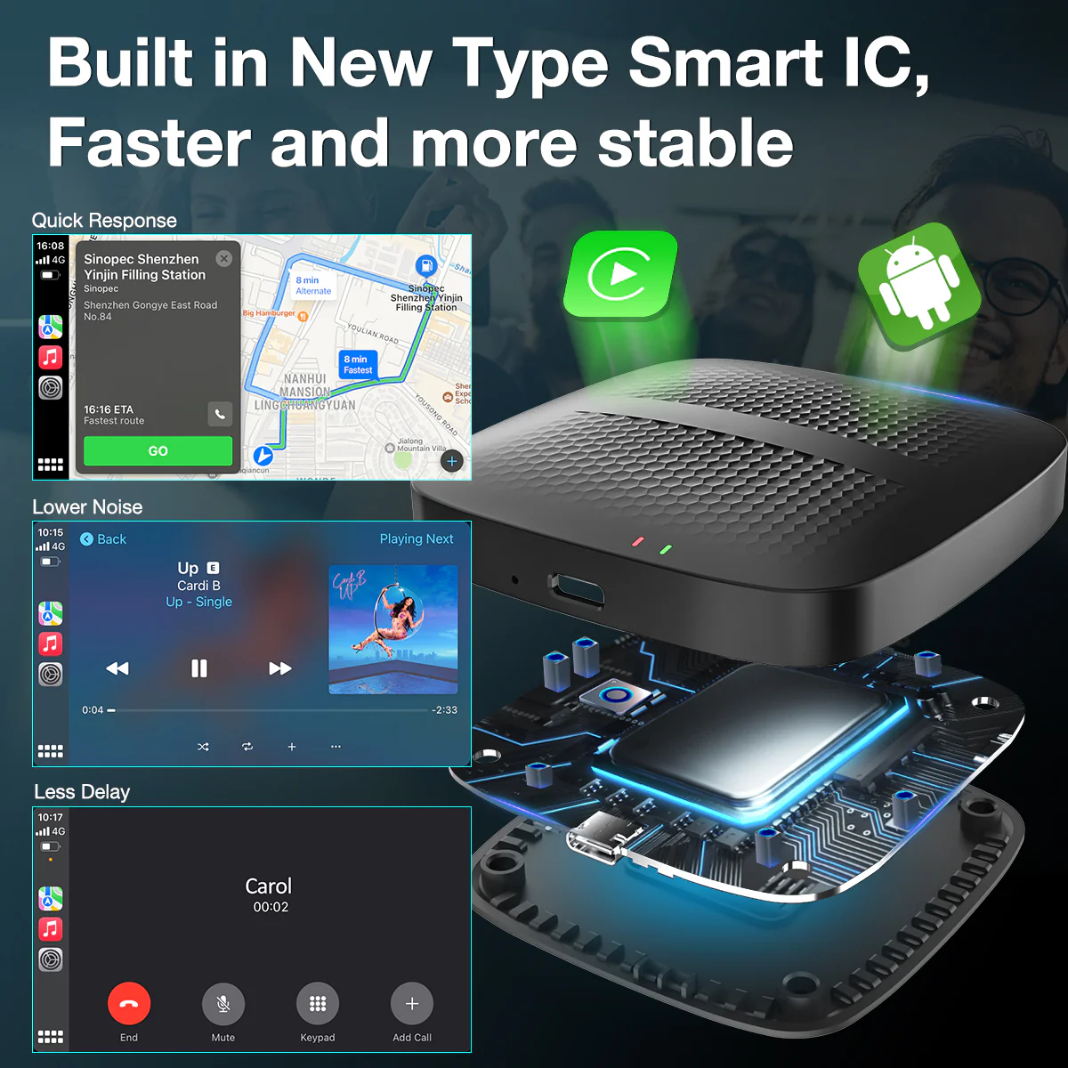CARPURIDE H01 3 in 1 Android 11.0 Internet AI Box - Wireless Apple Carplay&Android Auto Adapter - Image 4