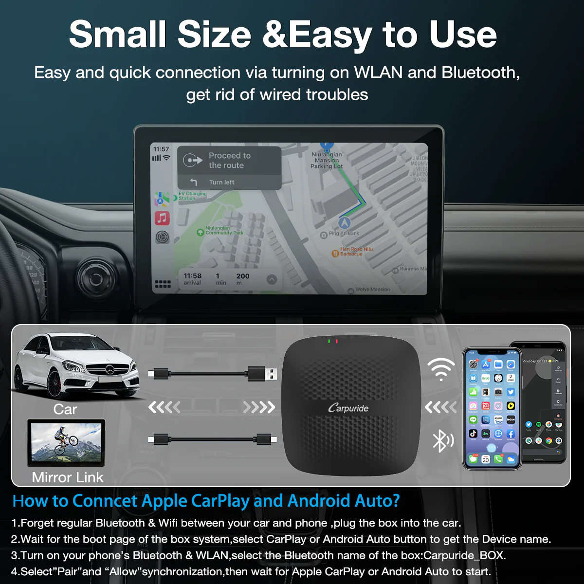 CARPURIDE H01 3 in 1 Android 11.0 Internet AI Box - Wireless Apple Carplay&Android Auto Adapter - Image 7