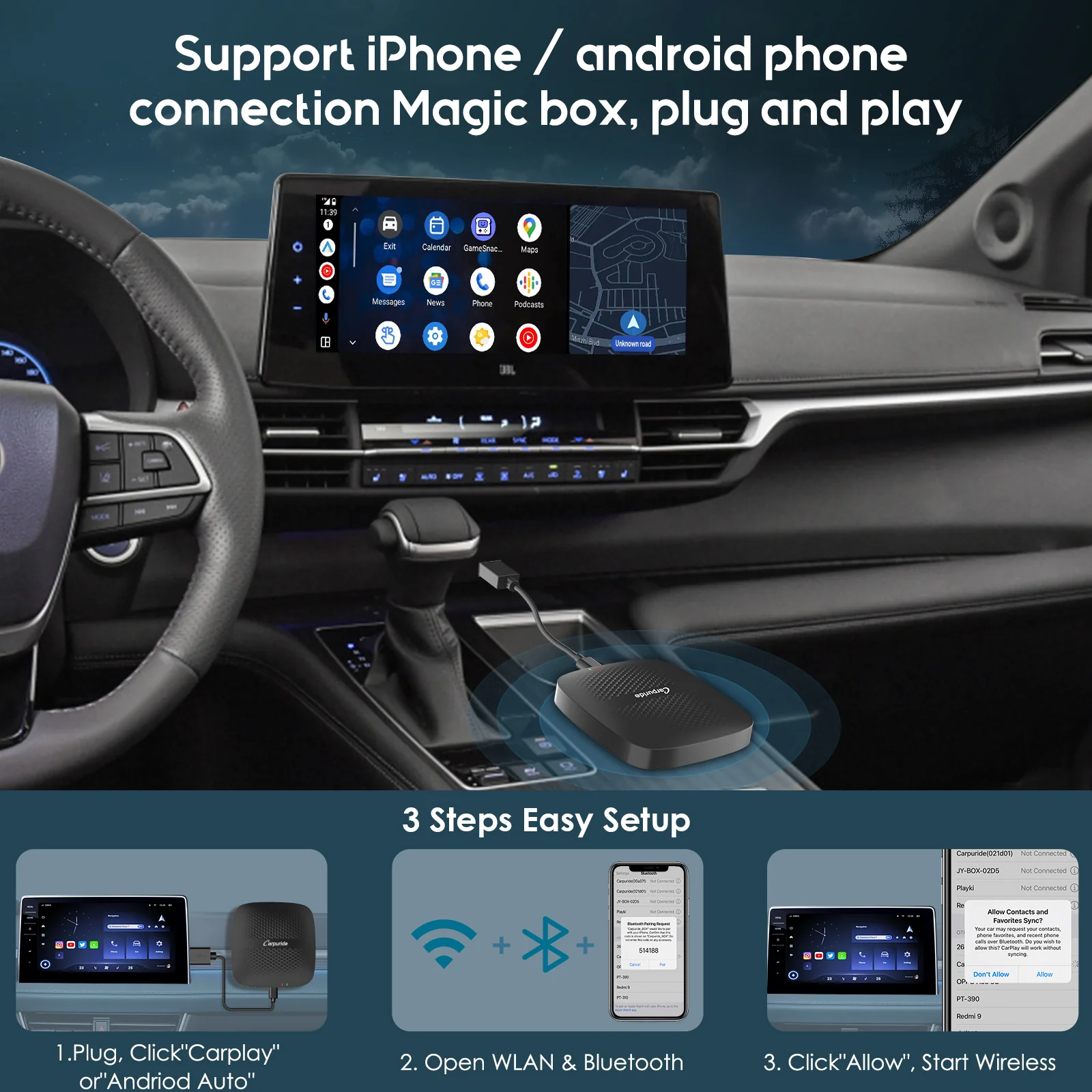 CARPURIDE H02  2-in-1 Magic Box adapter  - Wireless CarPlay or Android Auto Adapter - Image 5