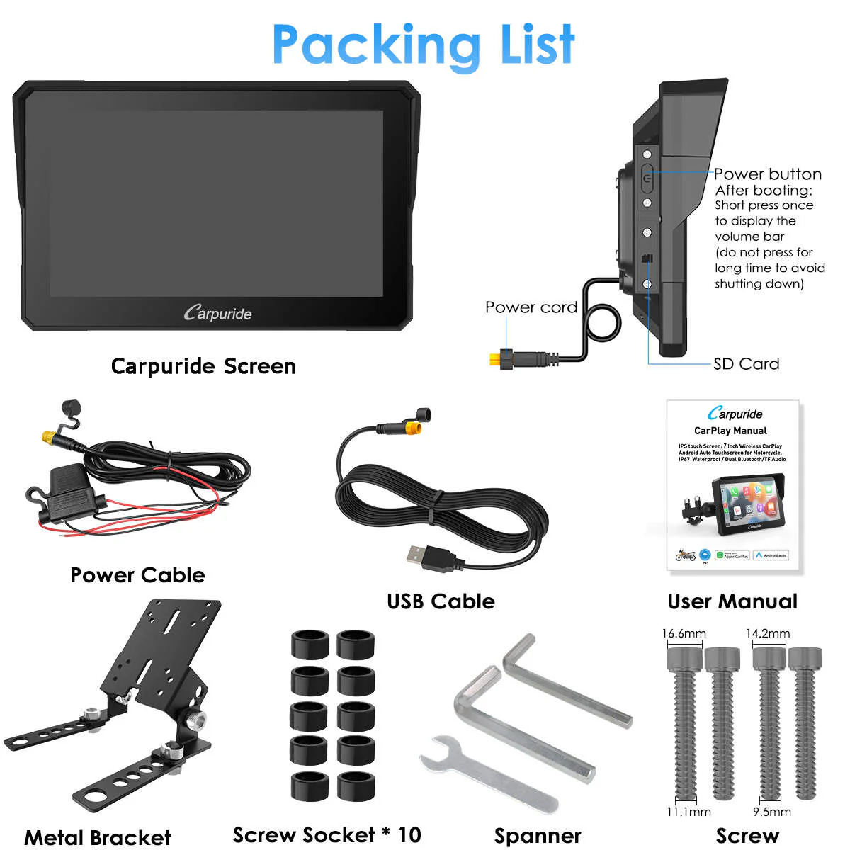 Carpuride W702H/W502H Harley-Compatible Stereo & Mount System - Image 11