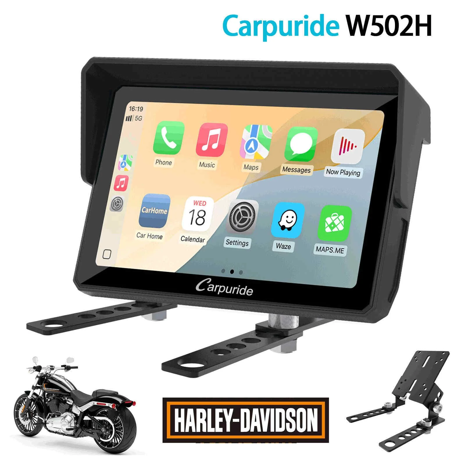 Carpuride W702H/W502H Harley-Compatible Stereo & Mount System - Image 12