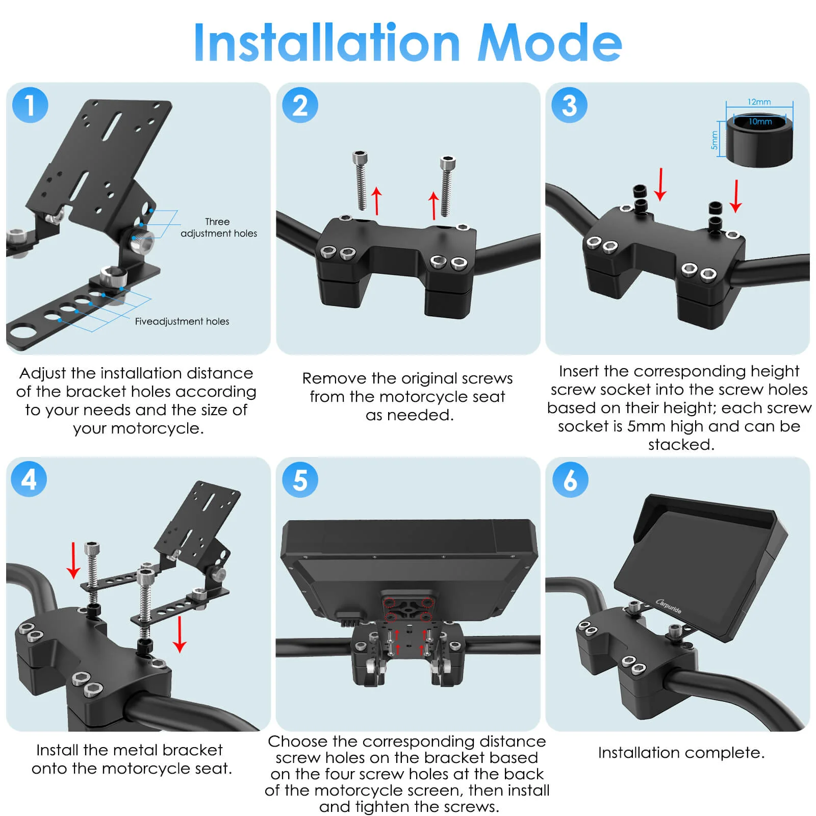 Carpuride W702H/W502H Harley-Compatible Stereo & Mount System - Image 3