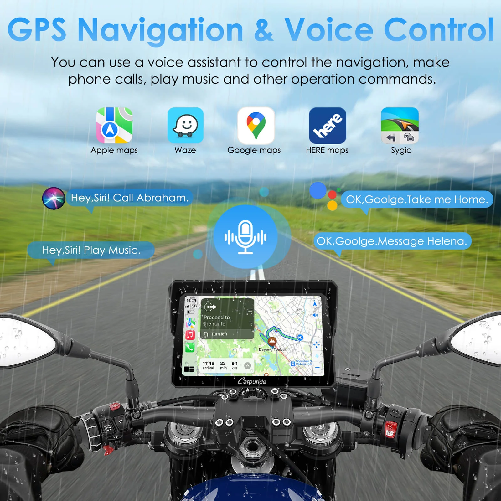 Carpuride W702H/W502H Harley-Compatible Stereo & Mount System - Image 7