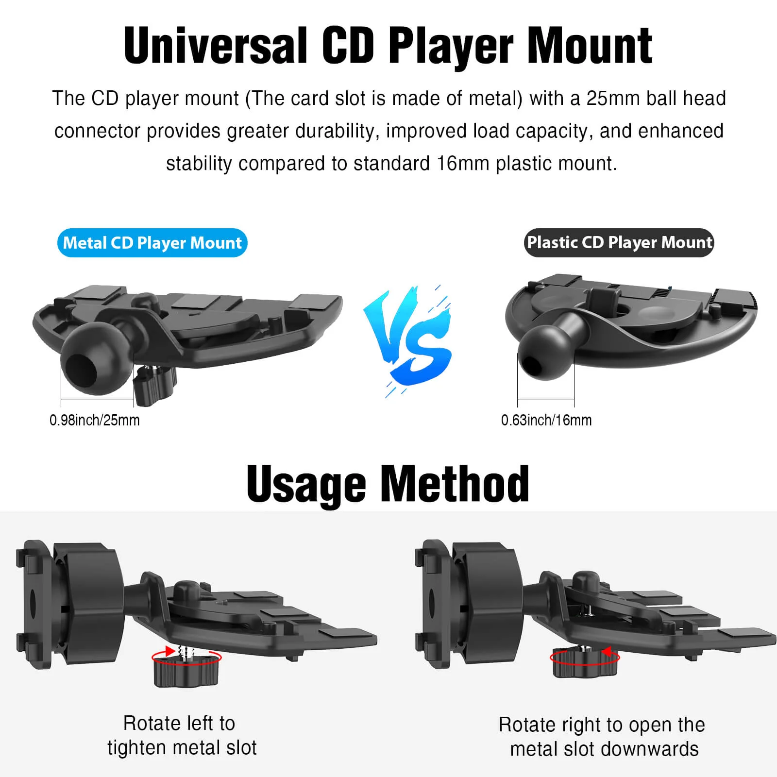 Carpuride Metal CD Player Mount - Image 2
