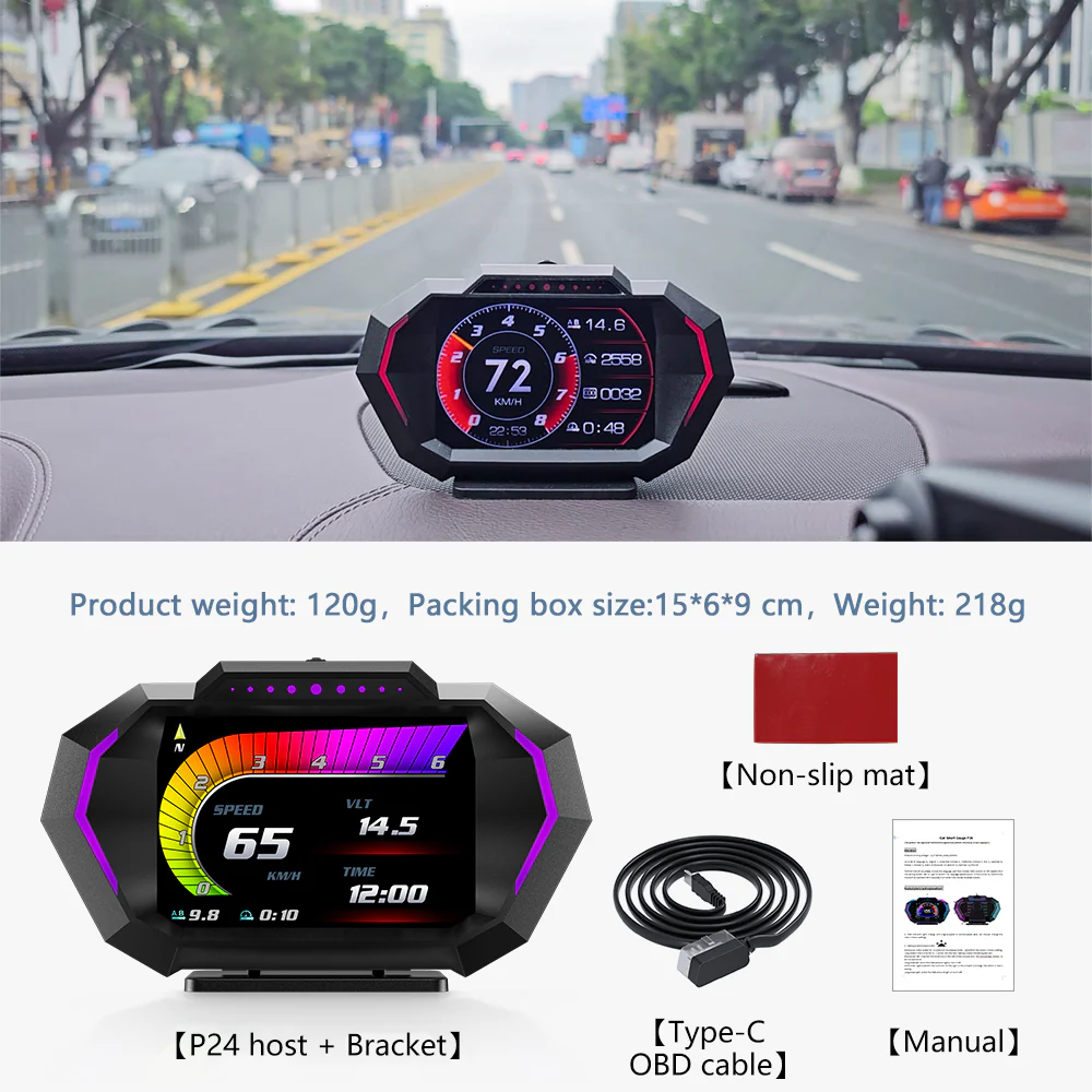 Carpuride P24 Newest Head-Up Display OBD2+GPS Smart Car HUD Gauge Digital Odometer - Image 11