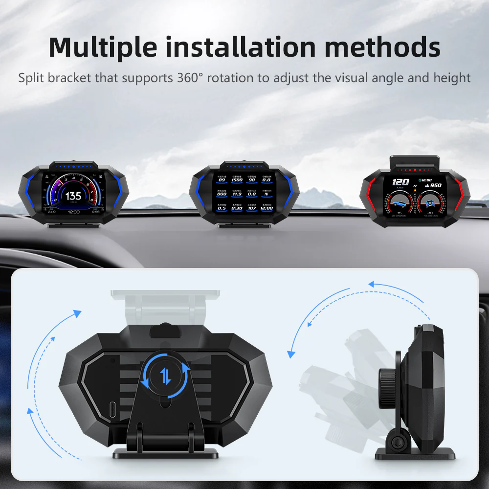 Carpuride P24 Newest Head-Up Display OBD2+GPS Smart Car HUD Gauge Digital Odometer - Image 7