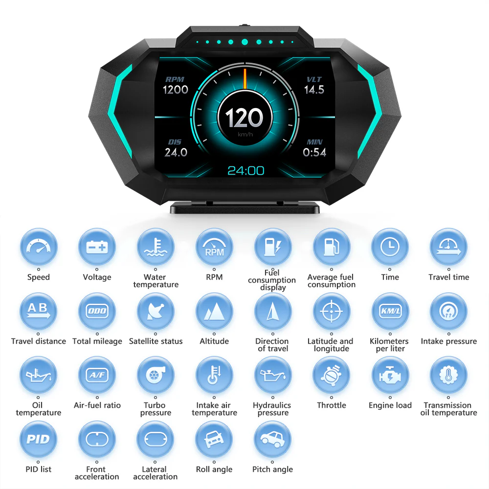 Carpuride P24 Newest Head-Up Display OBD2+GPS Smart Car HUD Gauge Digital Odometer - Image 8