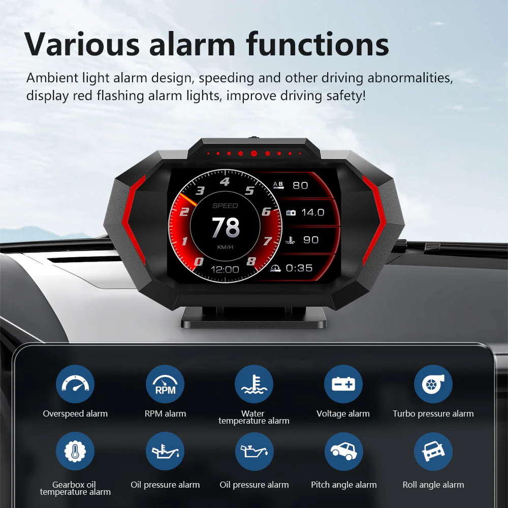 Carpuride P24 Newest Head-Up Display OBD2+GPS Smart Car HUD Gauge Digital Odometer - Image 9