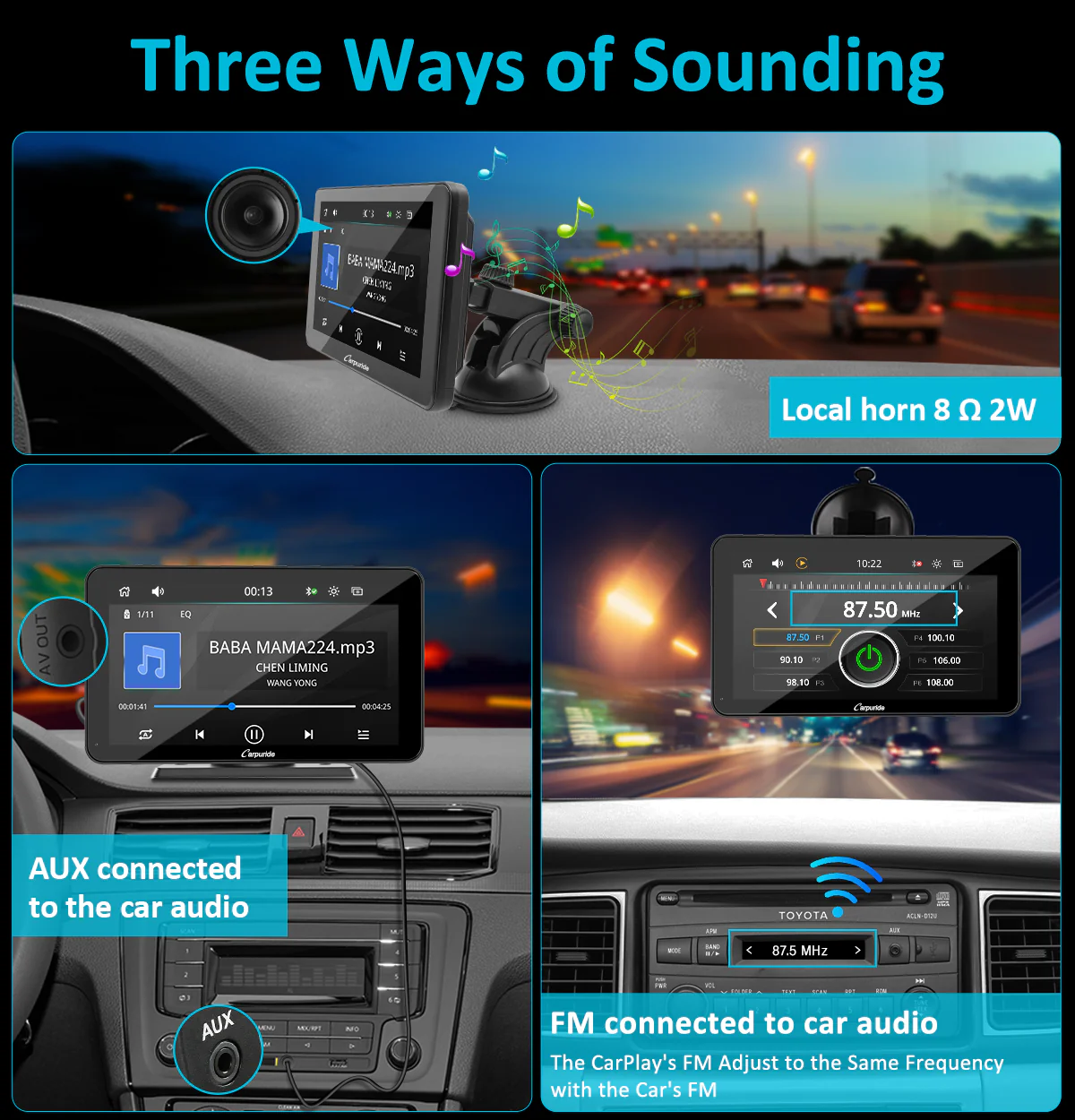 Carpuride Portable Wired CarPlay - Apple CarPlay/Android Auto /7"IPS Touch Screen/ Multimedia Bluetooth Navigation Dashboard Console - Image 7
