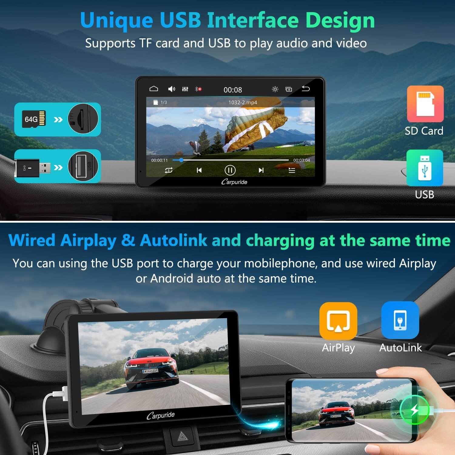 CARPURIDE V3 Portable Smart Multimedia Dashboard Console - Image 7