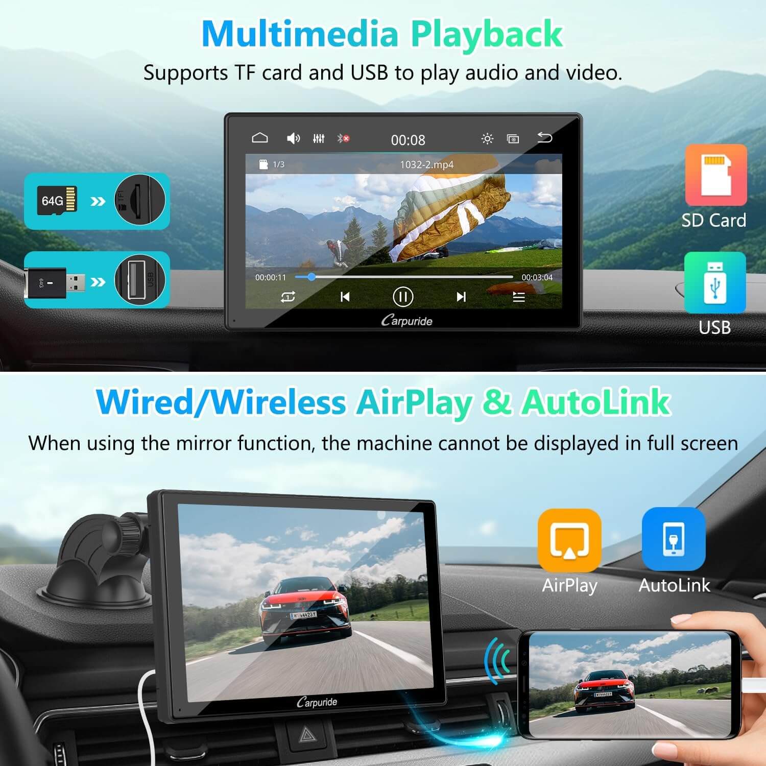 CARPURIDE V9 Portable Smart Multimedia Dashboard Console - Image 6
