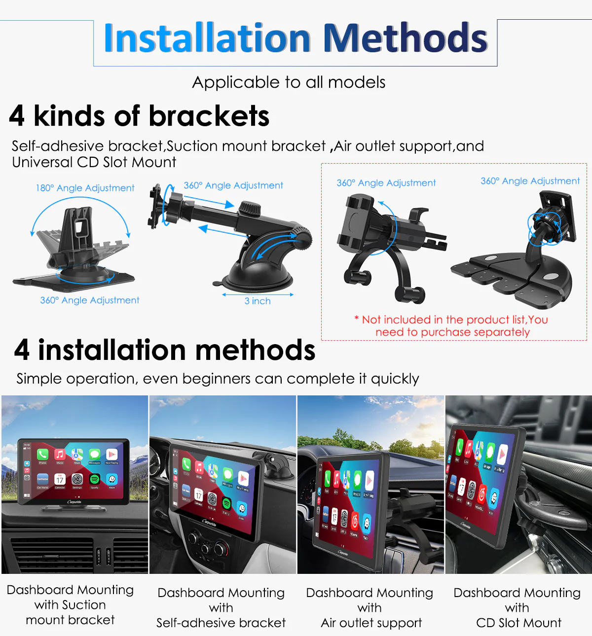 CARPURIDE W101 Portable Smart Multimedia Dashboard Console Suitable for Larger Vehicles - Image 7