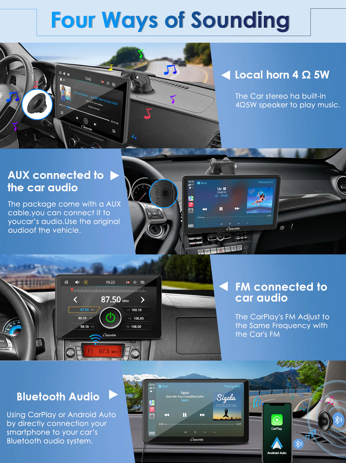 CARPURIDE W101 Portable Smart Multimedia Dashboard Console Suitable for Larger Vehicles - Image 8