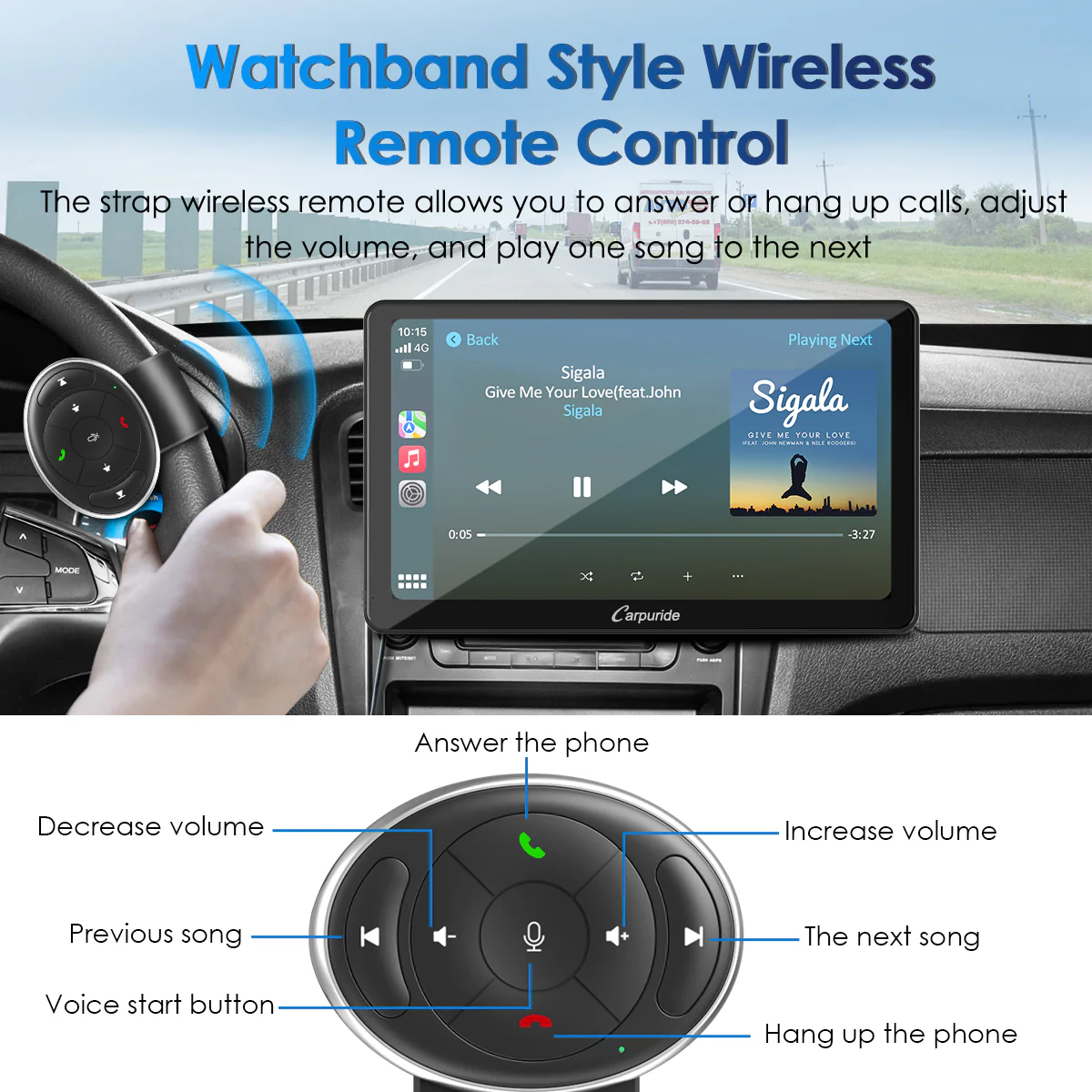 CARPURIDE W101 Portable Smart Multimedia Dashboard Console with Steering Wheel Control Suitable for Larger Vehicles - Image 9