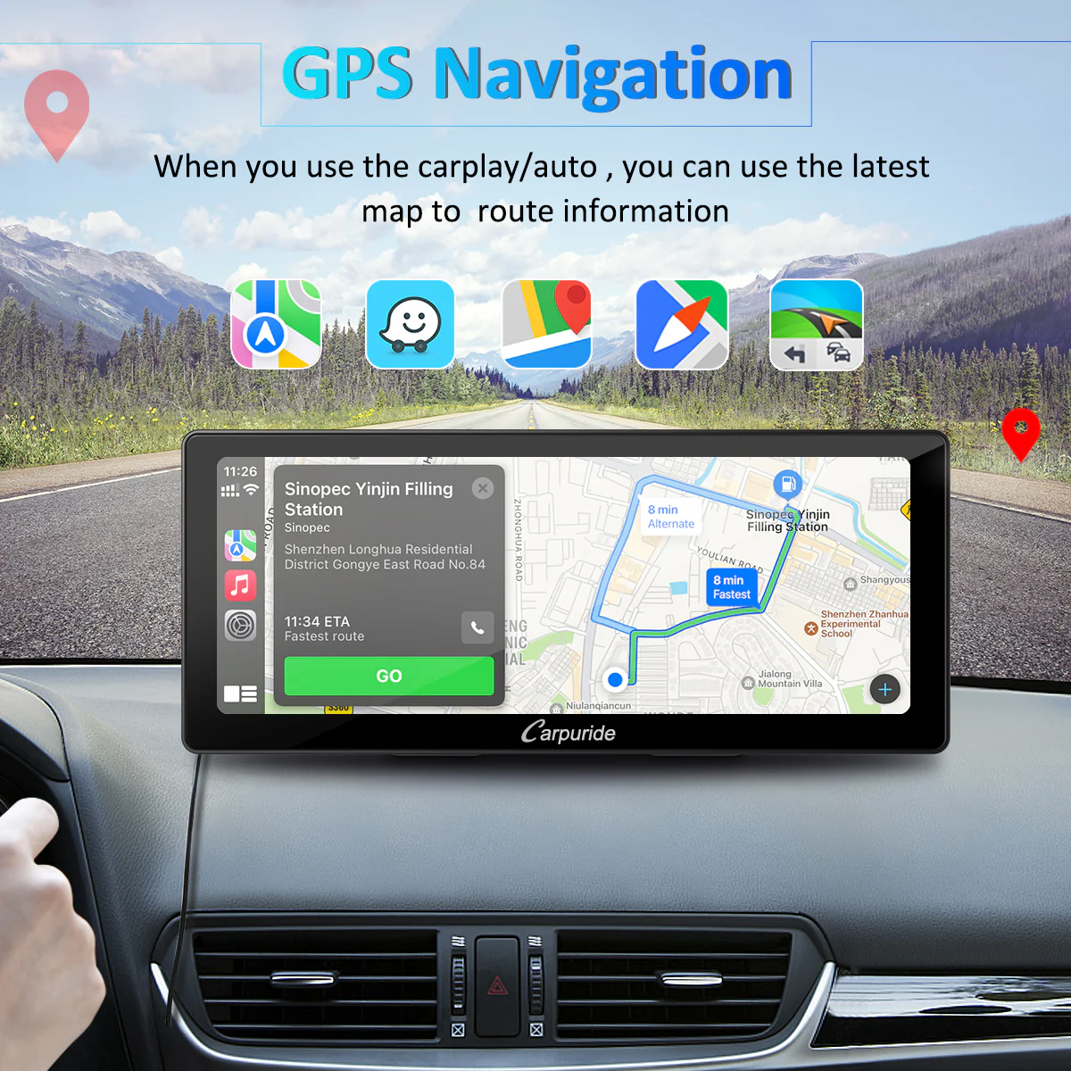 CARPURIDE W103 Portable Smart Multimedia Dashboard Console With Backup Camera - Image 2