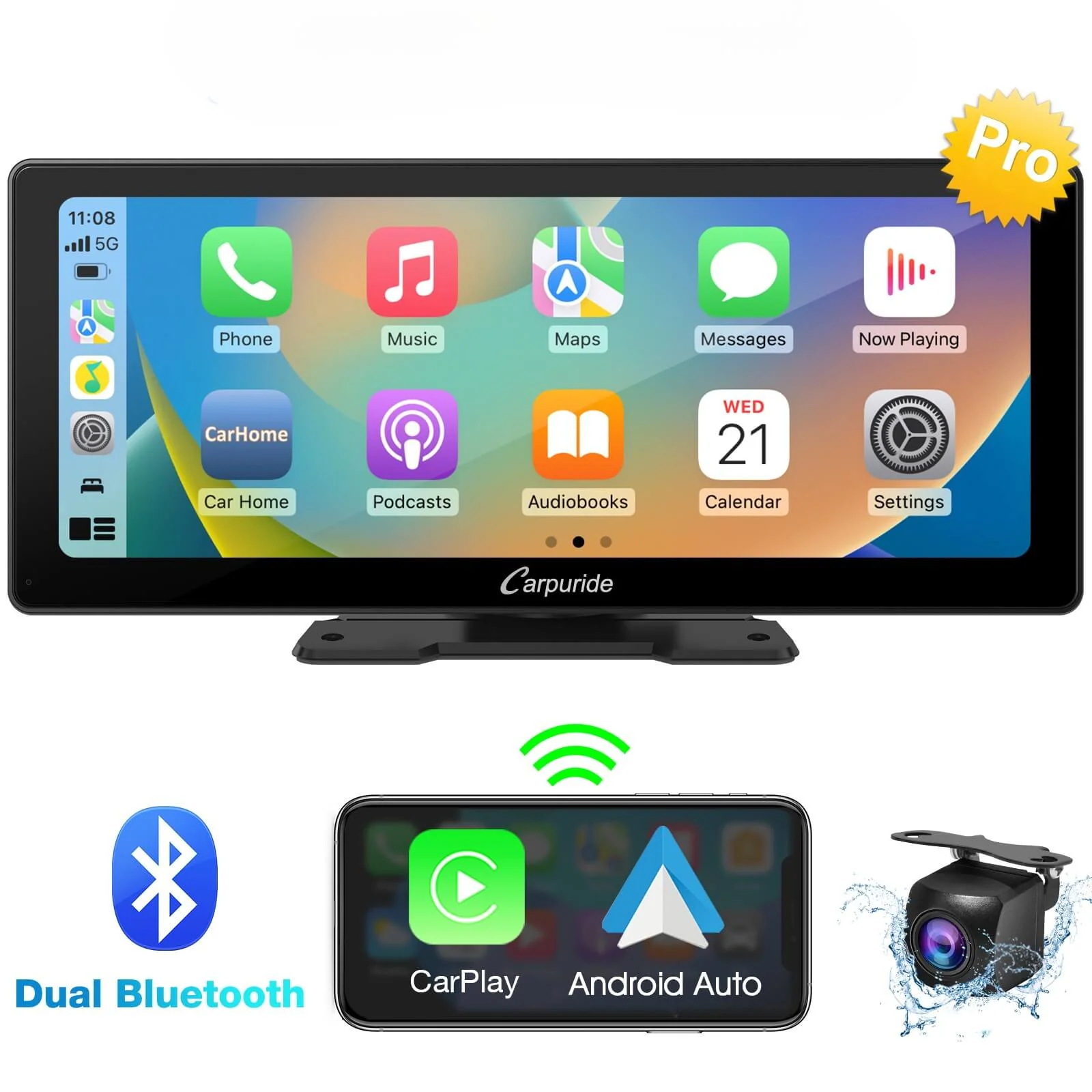 CARPURIDE W103 Pro Portable Smart Multimedia Dual Bluetooth Dashboard Console - Image 11