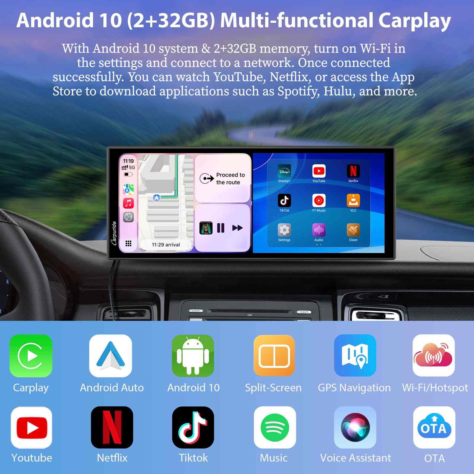 CARPURIDE W125P Portable Wireless Car Stereo, Support Install Pre-installed Apps - Image 3