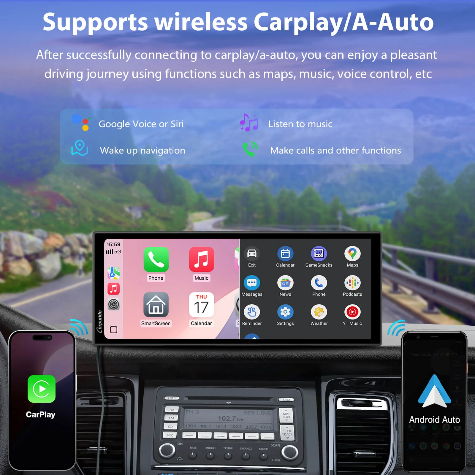 CARPURIDE W125P Portable Wireless Car Stereo, Support Install Pre-installed Apps - Image 4