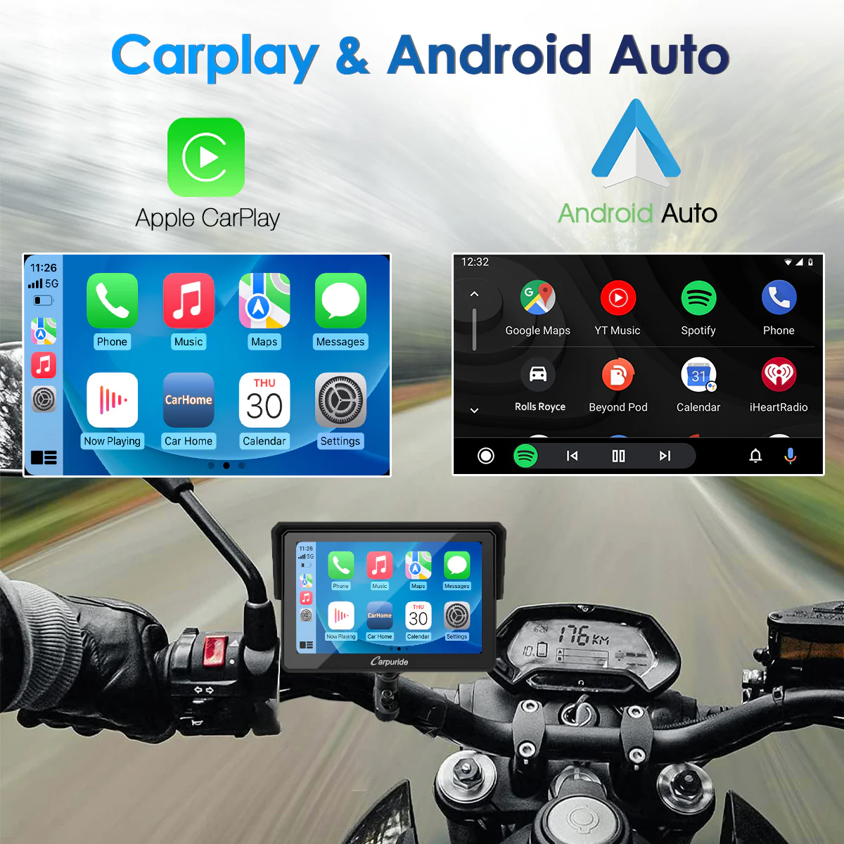 Carpuride W502 Wireless Portable Dual Bluetooth Waterproof IP67 Motorcycle Stereo - Image 4