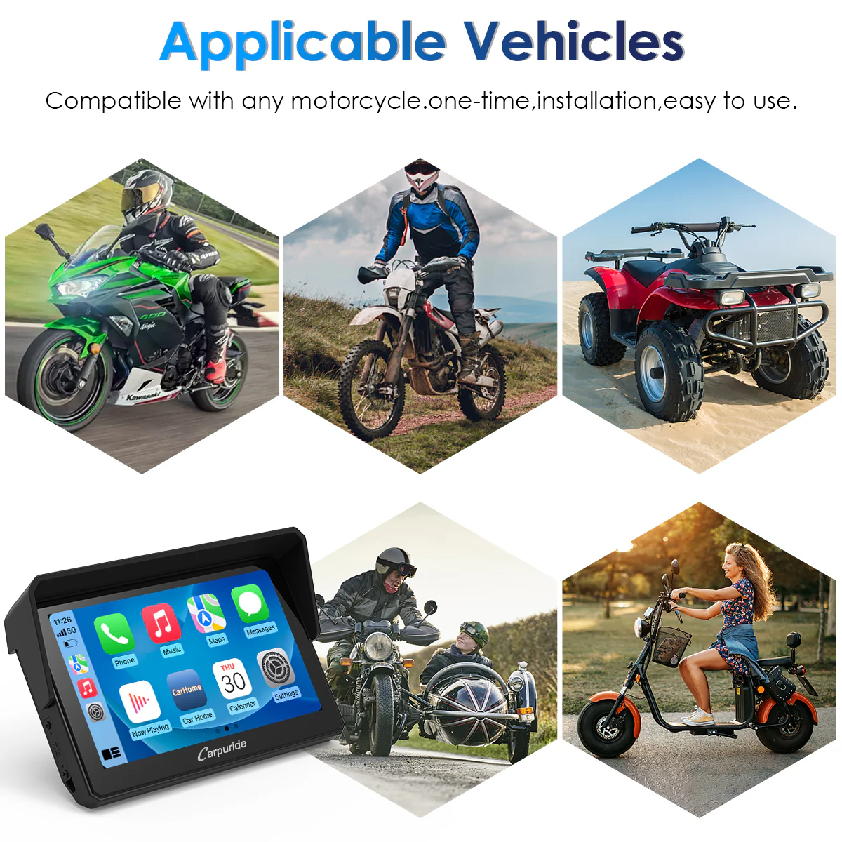 Carpuride W502 Wireless Portable Dual Bluetooth Waterproof IP67 Motorcycle Stereo - Image 8