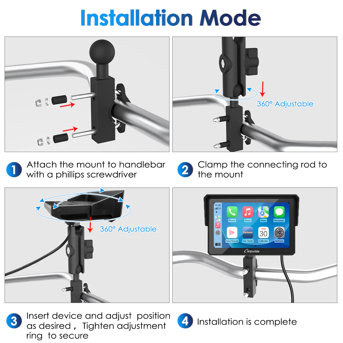Carpuride W502 Wireless Portable Dual Bluetooth Waterproof IP67 Motorcycle Stereo - Image 9