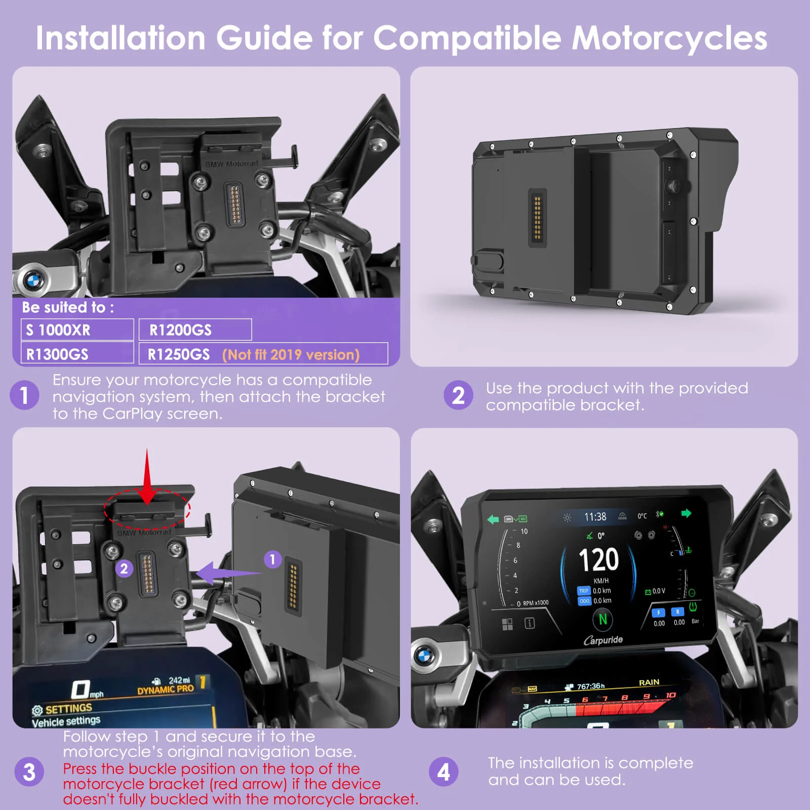 Carpuride W602BS 6" Motorcycle Stereo-Designed for BMW Motorcycle Compatible with Wonder Wheel Control - Image 10