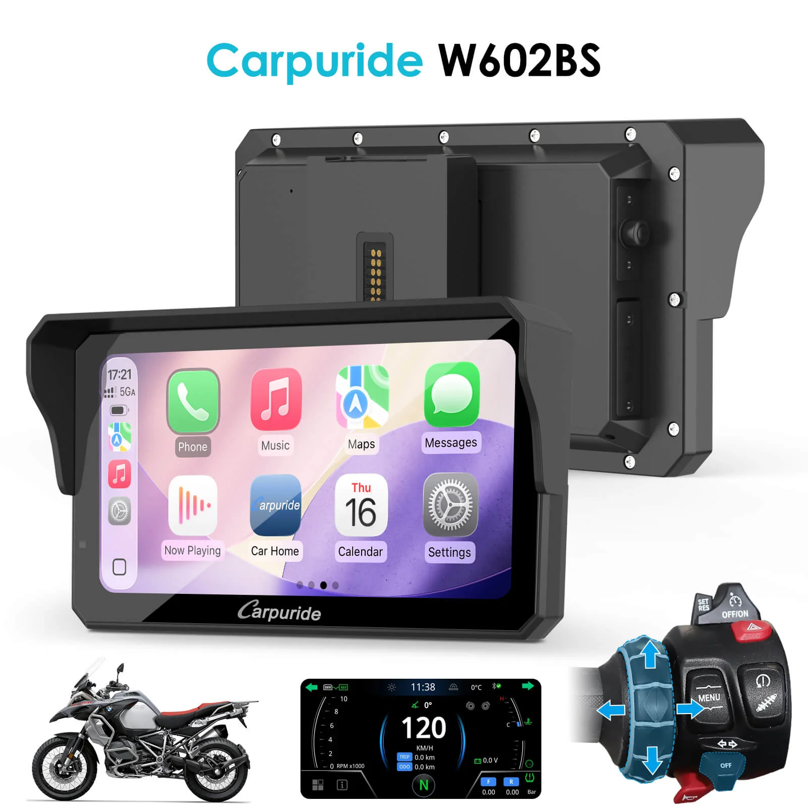 Carpuride W602BS 6" Motorcycle Stereo-Designed for BMW Motorcycle Compatible with Wonder Wheel Control - Image 12