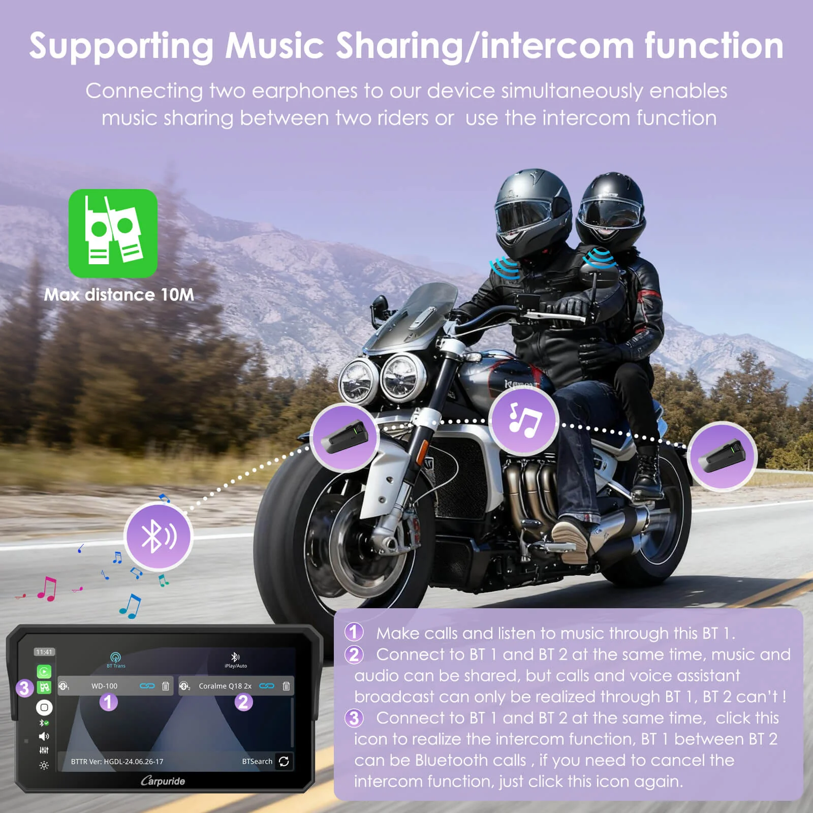 Carpuride W602BS 6" Motorcycle Stereo-Designed for BMW Motorcycle Compatible with Wonder Wheel Control - Image 7
