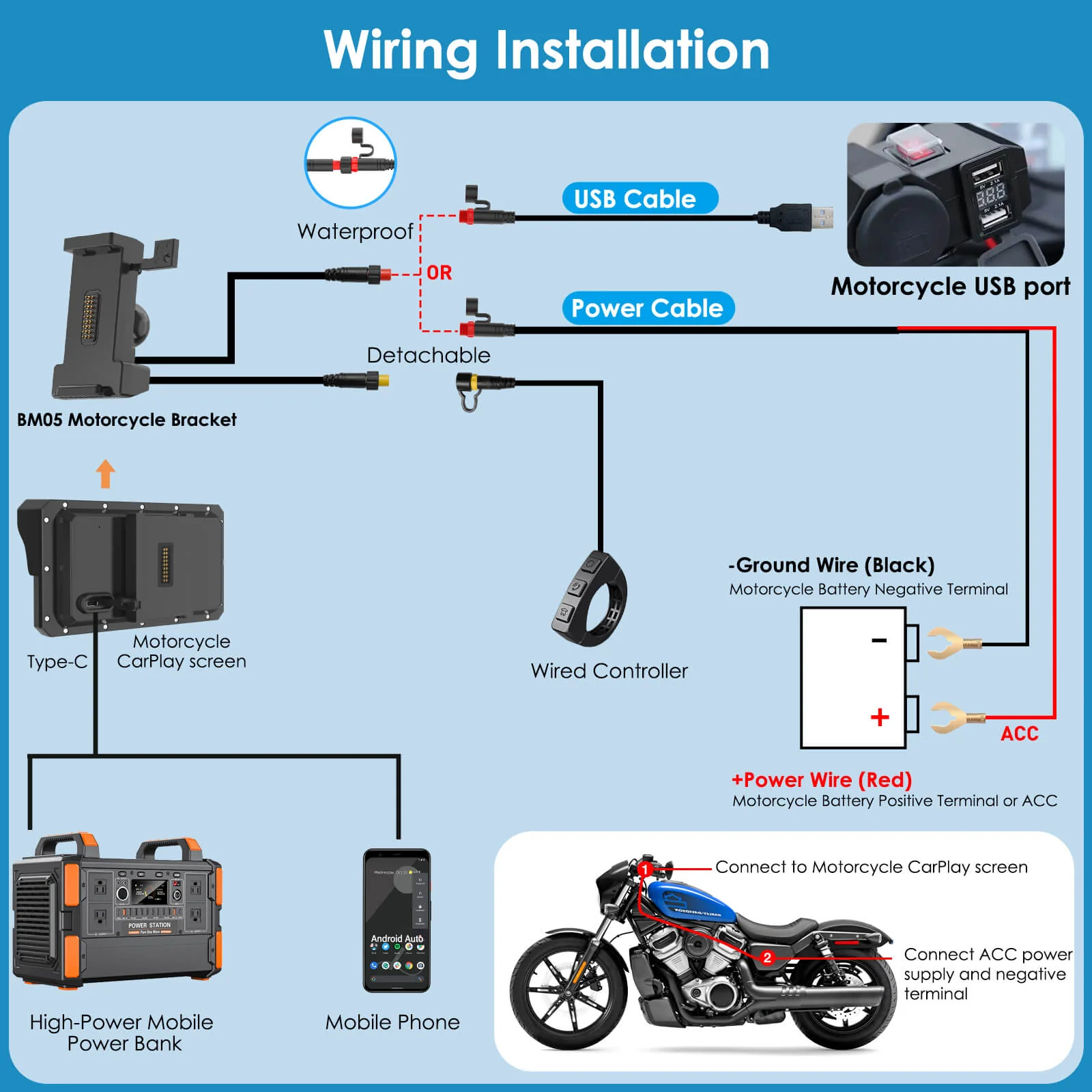 Carpuride W602S Pro with Optional TPMS | 6-Inch Motorcycle CarPlay  | Plug-and-Play BM05 Bracket with Type-C Port - Image 8