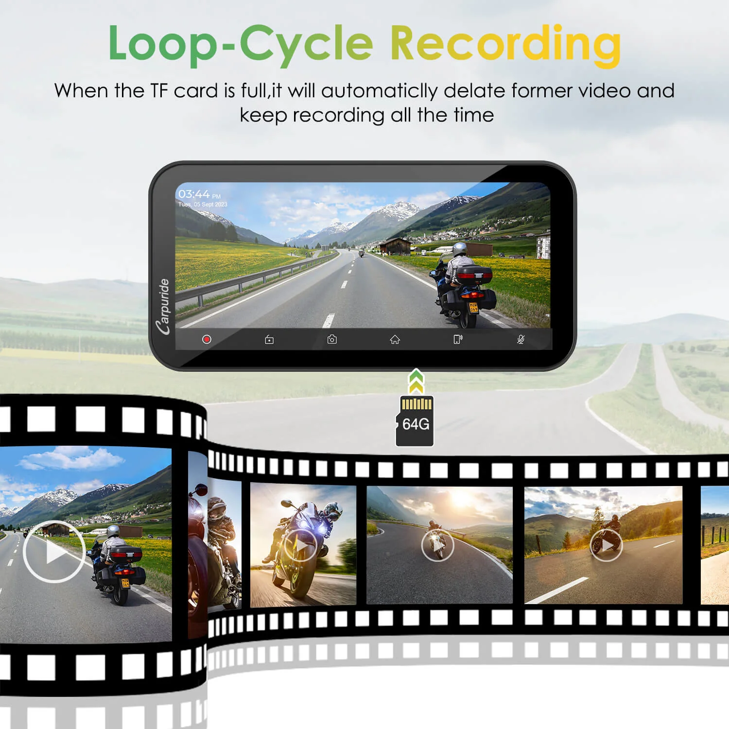 Carpuride W603D with TPMS Option | Wireless Portable Motorcycle Stereo with HD Dual Cameras - Image 6
