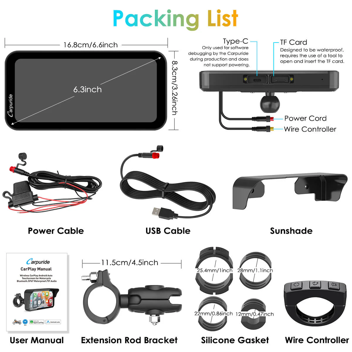 Carpuride W603 Wireless Portable Waterproof IP67 Motorcycle Stereo - Image 11