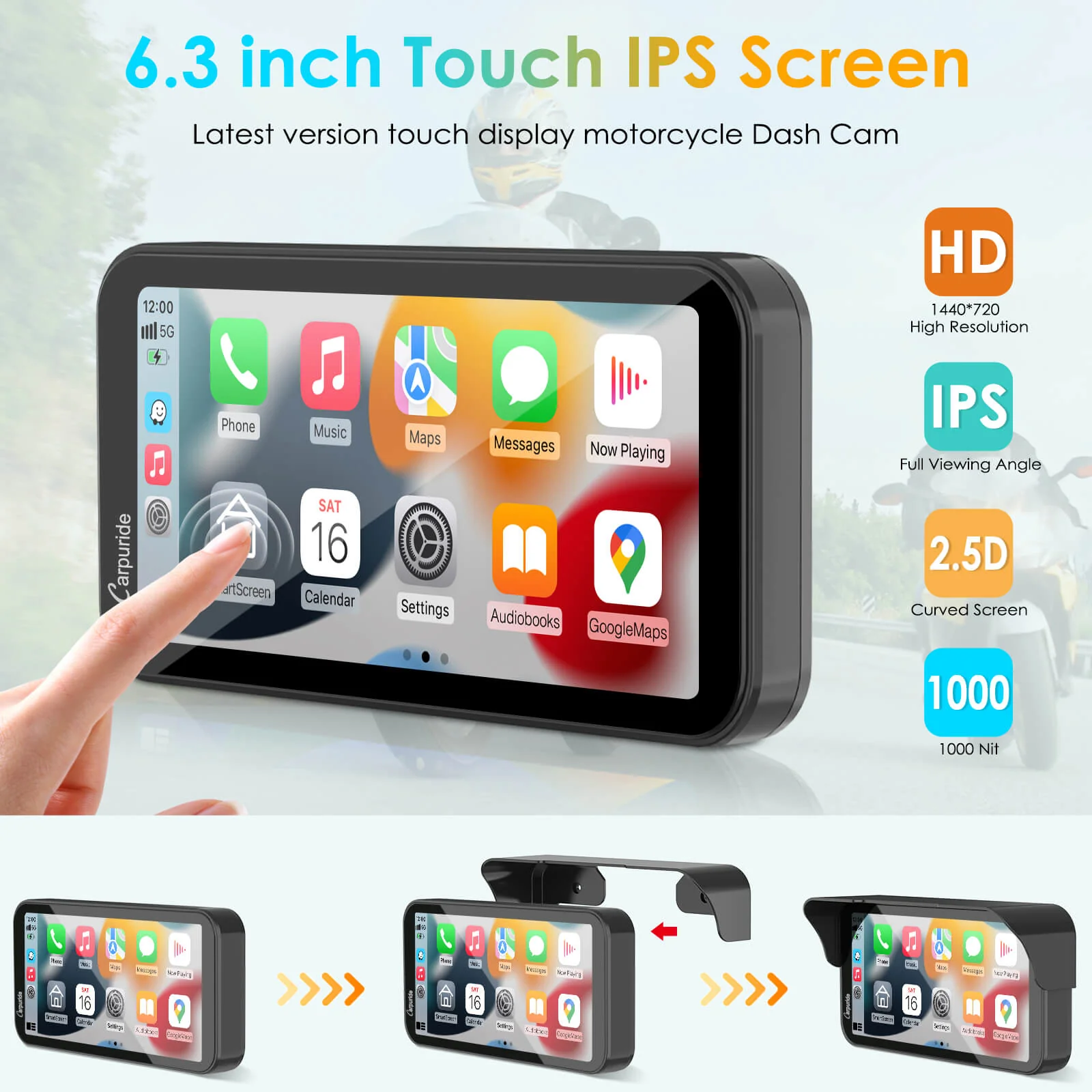 Carpuride W603 Wireless Portable Waterproof IP67 Motorcycle Stereo - Image 8