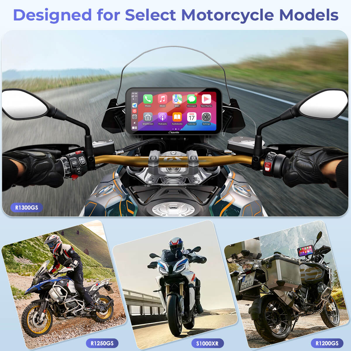 Carpuride W603B Wireless Portable Motorcycle Stereo Compatible Navigation Bracket - Image 10