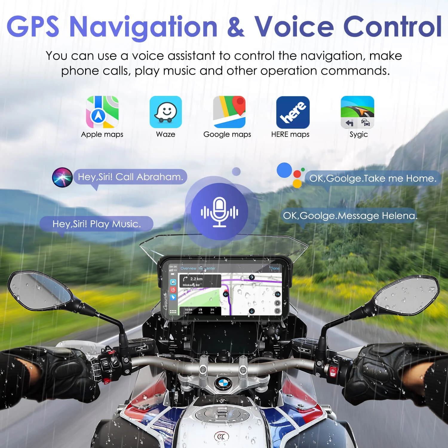Carpuride W603B Wireless Portable Motorcycle Stereo Compatible Navigation Bracket - Image 4
